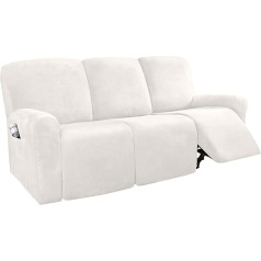 Hkplde Stretch 3 sēdvietas Slipcovers Stretch dīvāna mēbeļu pārvalks Forma-pieguļošs Stretch Stylish Recliner Protective Cover (White)