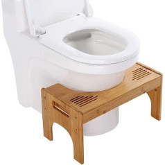 Ejoyous Wooden Toilet Stool Children's Toilet Aid Height Adjustable 18-24 cm Step Stool Thick Bamboo with Non-Slip Padding Treatment for Elderly People Pregnant Women 48.5 x 27 x 25 cm