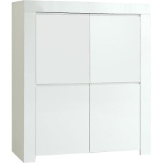 Stones Amalfi Highboard 4-durvju 120 x 140 x 50 cm Augstas spīduma baltā krāsā