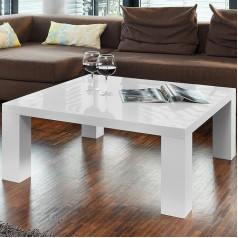 Salesfever Kafijas galdiņš Balts MDF 90 x 90 cm kvadrātveida Lucky Chic viesistabas galds ar modernu augstas spīduma pakāpes laku baltā krāsā 90 cm x 90 cm