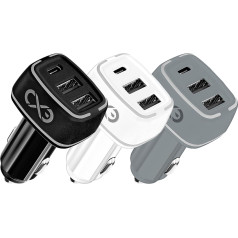 EXC Mobilais auto lādētājs LIGHT, 2xUSB+PD, 35W, krāsu kombinācija