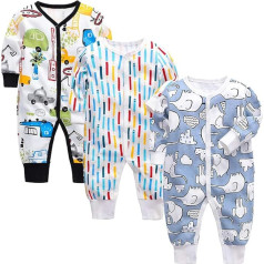 amropi Baby Boys Romper Cotton Pyjamas Pack of 3 Pyjamas Sleepsuit Overalls for 0-24 Months