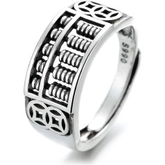 Gotischer Vintage offener Spinn-Abakus-Ring, Herren-S990-Sterlingsilber, viel Glück, Glücks-Abakus-Ring, Silber, 12