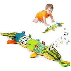 Jollybaby zīdaiņu sensoro muzikālo pildījumu rotaļlietas ar skrambuļiem, grabulīšiem un dažādiem elementiem, tummy Time rotaļlietas 0-3-6-12 mēnešu jaundzimušajiem zēniem, meitenēm, krokodiliem un aligatoriem.