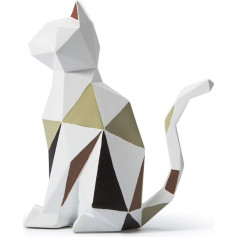 Amoy-Art Cat Sculpture Decor Modern Statue Māksla Māksla Dzīvnieku Dāvana Dzīvojamā istaba Māksla Polyresin Ģeometriskie skaitļi 19 cm