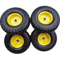 4 x saldētas PU Handcart Diametrs 260 mm 4.10/3.50-4 Rezerves riteņu riepu riepas Sack Truck ass 16 mm Puncture Proof ar lodīšu gultņu tērauda loka ritenis Dzeltens Sack Truck ritenis