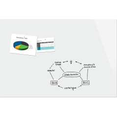 Be!Board B1600 Liela stikla magnētiskā baltā tāfele 180 x 120 cm Magnētiska un rakstāma, ar 2 neodīma magnētiem bez rāmja birojam un skolai