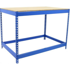 SimonRack Werkbank Werkstatt, Werkstatttisch, maksimālais svars 400 kg, 900 x 1200 x 450 mm, Heimwerken, Blau/Holz - BT-Basic