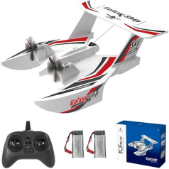 Teeggi RC Aeroplane KF603, 2.4 GHz Water-Land Air Glider, EPP Remote Controlled Flying Model for Children, Gifts for Beginners, Children, Adults, 2 Batteries (Red)