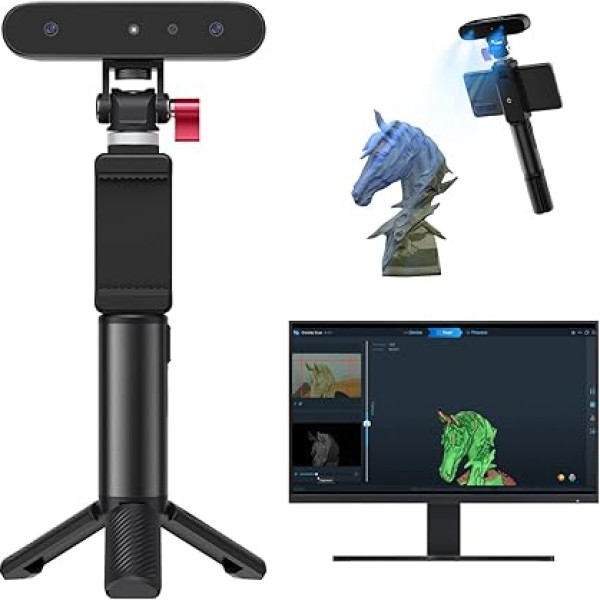 Creality 3D skeneris CR-Scan Ferret 3D drukāšanai, modernizēts rokas skeneris ar 30 FPS lielu skenēšanas ātrumu, skenēšana divos režīmos, 0,1 mm precizitāte Android tālrunim, PC Win 10/11