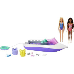 Barbie HHG60 Mermaid Power Quick Boat с 2 куклами (блондинка/брюнетка) с различными аксессуарами, игрушка для детей от 3 лет