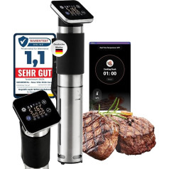 Sommertal TS1300 Sous Vide Stick Garer Rod, WiFi WiFi App vadība, precīza gatavošanas ierīce, temperatūras iestatīšana no 0 °C līdz 90 °C, ūdensizturīgs IPX7, taimeris, Smart Home, 1300 W, TÜV GS testēts