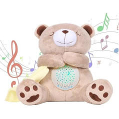 alenyk Teddy Bear Plīša jaundzimušo bērnu jaundzimušo bērnu miega Music Box projektors Bright Stars, balts troksnis, nakts gaisma šūpulītim, ratiņiem, 0-5 bērnu dāvanu idejas, 15 melodijas