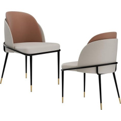 FATIVO Esszimmerstühle 2er Set Kunstleder: Esszimmerstuhl Luxus Küchenstühle Beige Bequem Esstisch Stühle Modern Sessel Belastbar 150 kg für Esszimmer Restaurant Cafe