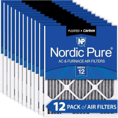 Nordic Pure 20 x 25 x 1pm12 Merv 12 Plus ogles AC filtrs (12 iepakojums), 50,8 x 63,5 x 2,5 cm, 50,8 x 63,5 x 2,5 cm