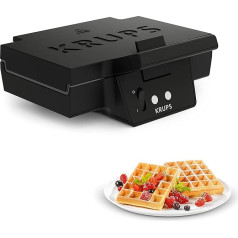 Krups FDK252 Waffle Iron | 2 Thick Waffles | Non-Stick Coating | Deep Plates | Vertical Storage Function | Cable Storage | Heat Insulated Handle | Black