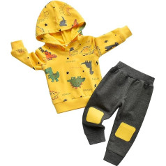 Joureker Baby Boys drēbes drukāts ar dinozauru drukas garām piedurknēm Hoodie topi un bikses toddler apģērbs komplekts