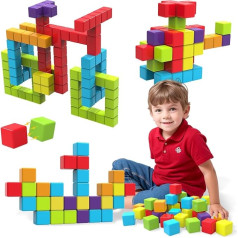 Pairez Toys Magnētiskie klucīši, 1,65 collu magnētiskie klucīši mazuļiem, sensorās un Montessori rotaļlietas zēniem un meitenēm vecumā no 1, 2, 3 gadiem (36 gab.)