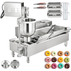 Automatic Double Row Donut Machine, Commercial Donaz Fryer with 7 Litre Barrel, 3 Sizes (25 mm/35 mm/45 mm) to Choose From, Precise Control of Oil Temperature and Frying Time