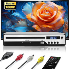 DVD Player for TV with SD Card, HDMI DVD Player with Karaoke Microphone Port/USB Input, Region-Free DVD Miniplayer with HDMI Cable, RCA Cable, German Electronic Operating Instructions