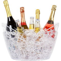 12 Litre Large Ice Bucket with Handles for Families, Parties, BBQs, Picnics - Clear
