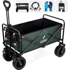 PONCEAU Campingwagen, Gartenwagen, Festivalwagen, zusammenklappbarer Wagen, Mehrzweckwagen, All-Terrain-Wagen mit Rädern, robuster Wagen, Strandwagen, Grün und Schwarz