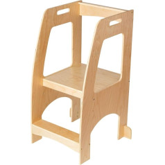 Mamabrum Kids Step Stool Bērnu krēsls Virtuves atbalsta mācību tornis ar barjerām Step Stool Divu līmeņu kravnesība līdz 100 kg Masīvkoka liels