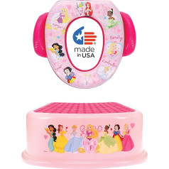 Disney Princess Loving Life 2 Piece Potty Training Set - Soft Cushion Baby Potty Training Safe Easy Clean Step Stool