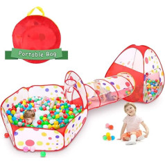 3-in-1 Children's Play Tunnel Tent, Foldable Play Tent Outdoor / Indoor Playhouse with Children's Tent + Tunnel Game + Ball Pool (Coloured Balls Not Included)