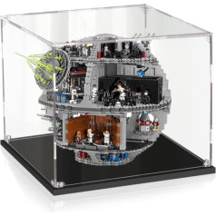 APRILA Akrila vitrīna Lego Death Star 75159, putekļu necaurlaidīga vitrīna, caurspīdīga vitrīna, kastīte kolekcionējamo modeļu glabāšanai, 53 x 45 x 46 cm (tikai vitrīna)