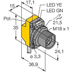 3002796 - QS18VP6F, optisko sensoru pamatne stikla paneļiem