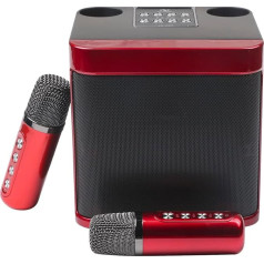 Auveach Professional Karaoke Box with 2 Microphones Wireless Portable Wireless Karaoke Box for Parties Picnics Activities Support USB/TF Card AUX Red