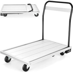 Klappbarer Aluminium-Plattformwagen, mobiler Plattformwagen, rutschfeste Plattformfläche mit Schwenkrädern, geeignet für Mobilität, Reisen, Einkauf und Büro, 68 * 41,5cm