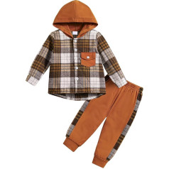 Qiraoxy Toddler Baby Boys Clothing Long Sleeve Plaid Hoodie Top + Sweatpants Outfit 2pcs Children's Sweatshirt Tracksuit Outfits Sets