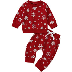 Himllauen Baby Boys Girls Outfit Snow Sweatshirt + Trousers Two Piece Set Christmas New Year Baby Newborn Clothing