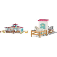 SCHLEICH 42567 Jātnieku sēta, bērniem no 5 līdz 12 gadiem, zirgu kluba rotaļu komplekts & 42569 Zirgu kaste modulārajai jāšanas stacijai, bērniem no 5 līdz 12 gadiem, zirgu kluba rotaļu komplekts