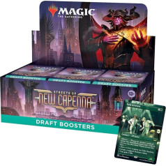 Magic The Gathering Streets of New Capenna Draft Booster displejs, 36 pastiprinātāji un 1 kastes papildinājums