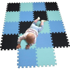 Mqiaoham Baby Floor Mat / Children’s Play Mat, Puzzle Design, Free from Harmful Substances Black Blue Green