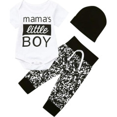 YEBIRAL Bērnu apģērbu komplekts Baby Boys burtu drukas Bodysuit Romper + bikses + cepure mazulim Jaundzimušo mīksts bērnu komplekts Apģērbu mammas mazs zēns