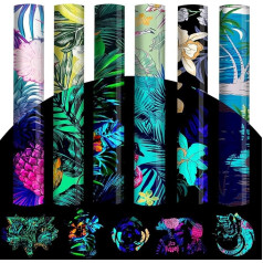 DoreenBow Tropical Infusible Transfer Ink Sheets Glow in the Dark Ink Transfer Paper Floral Sublimation Sheets Infusable Printable Transfer Ink for Mug T-Shirts Bags