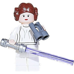 LEGO Star Wars princeses Leijas figūriņa ar baltu kostīmu, violetu gaismas zobenu un binokli