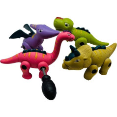 TEDCO 's Izņem un saliec dinozauru komplektu, Atjauno un saliec - Saurus, Push and Pull Dino rotaļlieta bērniem, 4 gab.