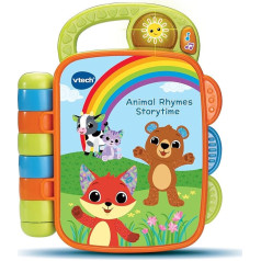 VTech Baby Animal Rhymes Storytime Interaktīvā grāmatiņa zīdaiņiem ar 6 tīrāmām lapām ar apgaismotu pogu Dziesmas un melodijas Dāvana zīdaiņiem 9, 12, 18 mēnešiem