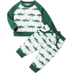 GUSUTZX Kleinkind Jungen Mädchen Langarm Cartoon Prints Tops Hosen Kinder Outfits Baby Jungen Kleidung Outfit Babykleidung Set