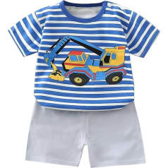 GUSUTZX Toddler Baby Boys Stripes Car Car Pattern T-Shirt Tops + šorti Apģērbi Toddler Baby Boys vasaras apģērbs