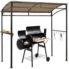 COSTWAY Barbekjū lapene Grilu nojume ar sānu plauktu un āķiem, nojume dārzam, āra, 216 x 108 x 211 cm