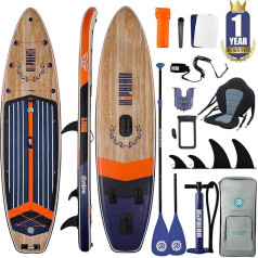 Niphean Stand Up Paddle Board ar līdzsvarotu spārnu dizainu un izturīgiem SUP piederumiem, 335 cm stabilas piepūšamās airu dēļi pieaugušajiem, Sup dēlis, Stand Up Paddle Board ar sēdekli, airu dēlis