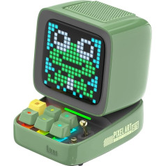 Divoom Ditoo daudzfunkcionāls Pixel Art LED Bluetooth skaļrunis, 256 programmējams LED panelis ar svētku gaismu, vieds digitālais galda pulkstenis, spēļu mūzikas kastīte, TF kartes un radio atbalsts, zaļš