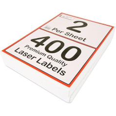 [400 Labels] Self-Adhesive Labels, Printable A4, 2 Per Sheet, Address Labels, Self-Adhesive A4, 119.6 mm x 143.5 mm, Adhesive Labels for Printing, Self-Adhesive Labels, Adhesive Paper, Printable