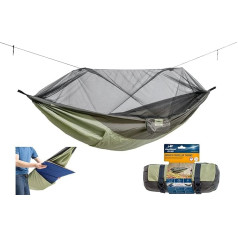 AMAZONAS Ultra-Light Moskito Traveller Thermo Hängematte mit Moskitonetz - Nylon-Ripstop, atmungsaktiv, für Camping, Trekking und Backpacking, Isomatten-kompatibel, mit integiertem Stoffbeutel